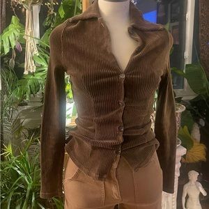 Vintage velour corduroy style button up midi top